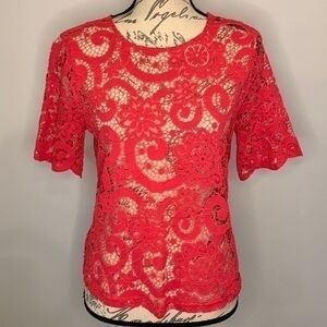 Nanette Lepore Eastern Opulence guipure lace top with back neck bow S